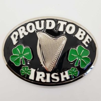 Proud to Be Irish Belt Buckle Biker Metal Rangers Shamrock Harp St Patrick's