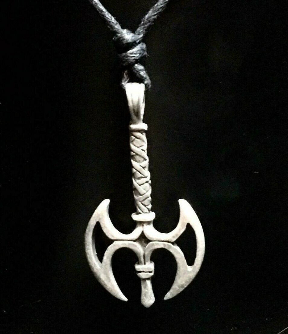 Double Axe Hatchet Pewter Pendant Viking Medieval Celtic Warrior Biker Necklace