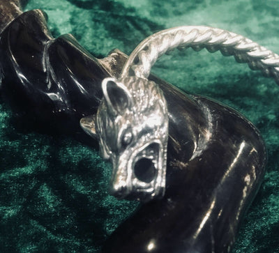 Wolf 925 silver torc Celtic Thor Odin biker viking arm ring gothic pagan bangle