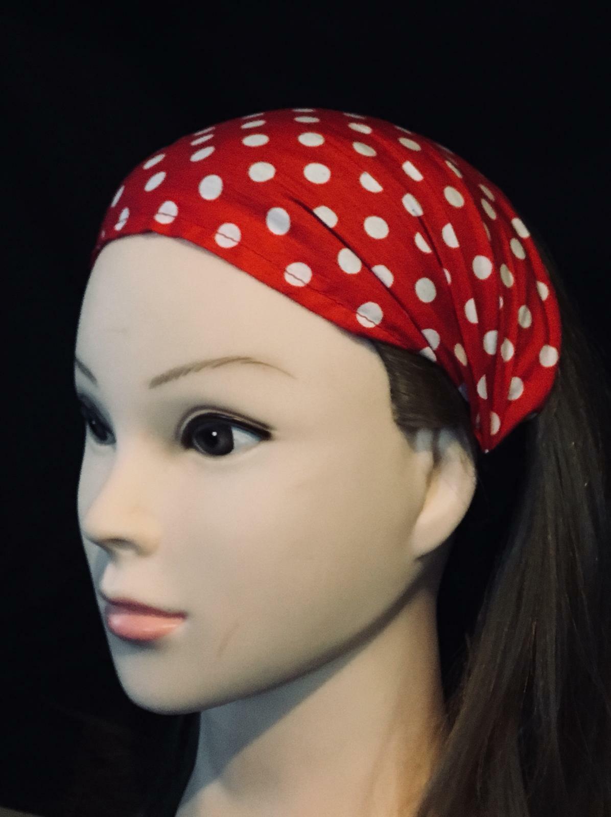 Polka Dot Wide Cotton Hair Head Band Biker Ladies Fashion Bandana feeanddave