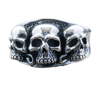 Triple Cluster Skull Ring 925 sterling silver