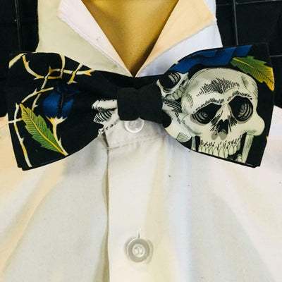Day of the Dead Skulls Roses Bow Tie Hair Bow Prom Bowtie Dickie  Feeanddave