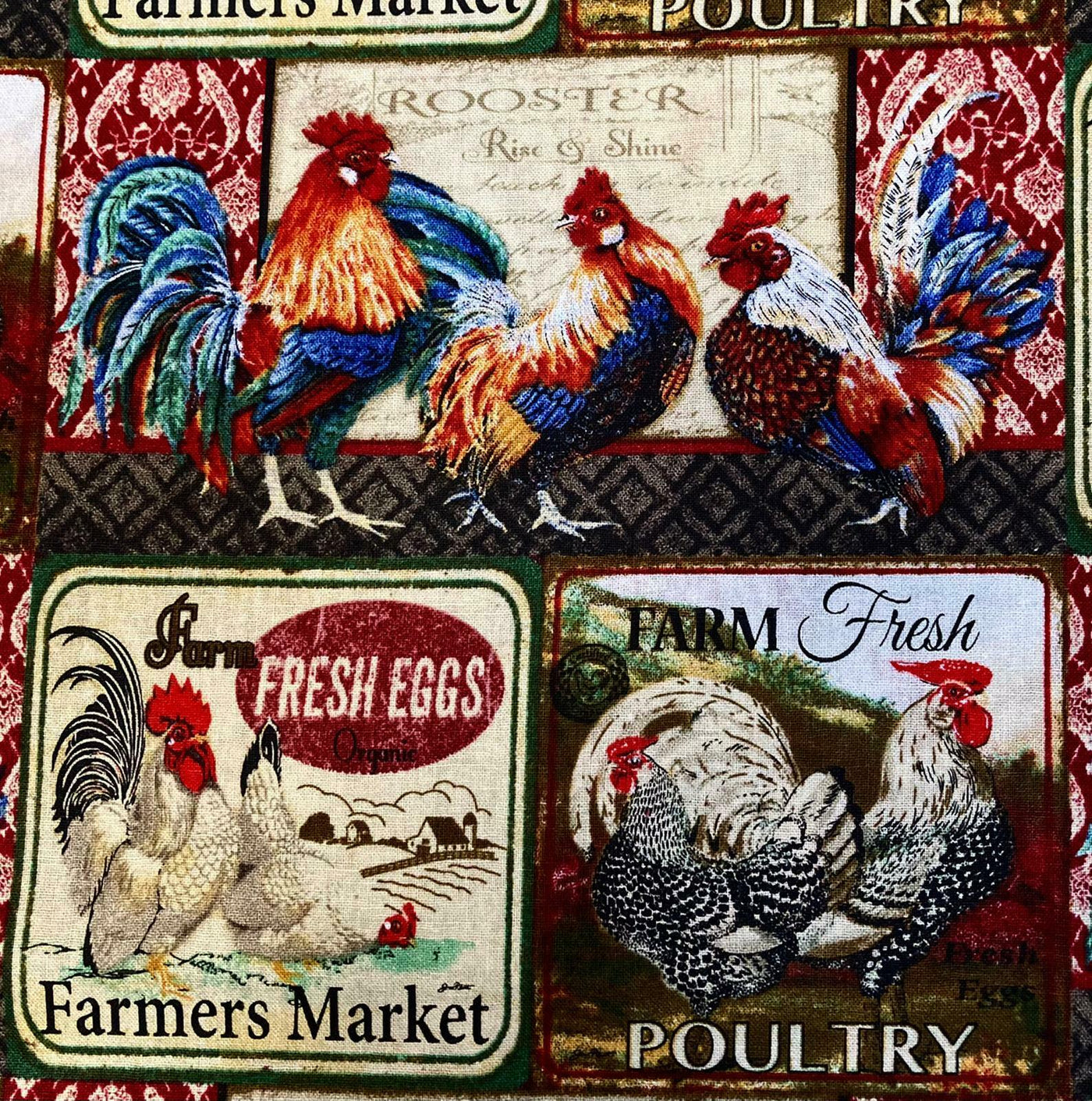 Farmers Market Chicken Cushion Cover