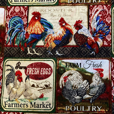 Farmers Market Chicken Designer Cushion Cover Case fits 18" x 18" 100% Cotton