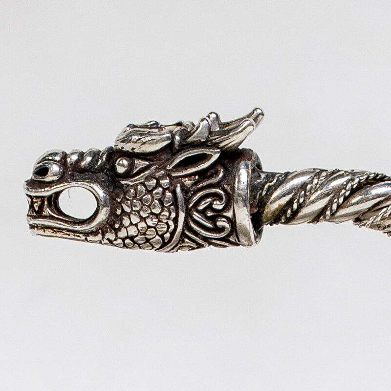 Dragon .925 silver torc bangle biker viking mjolnir odin thor pagan nordic oath