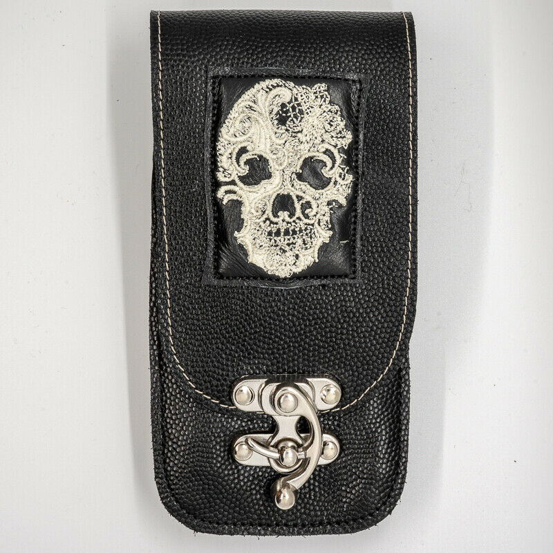 Leather Gothic Skull Mobile Cell Phone Belt Loop Wallet Biker Celtic Bum Fanny