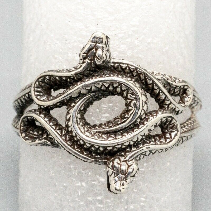 Snake Ring 925 solid silver Coiled Python Adder Biker Gothic Punk M-X