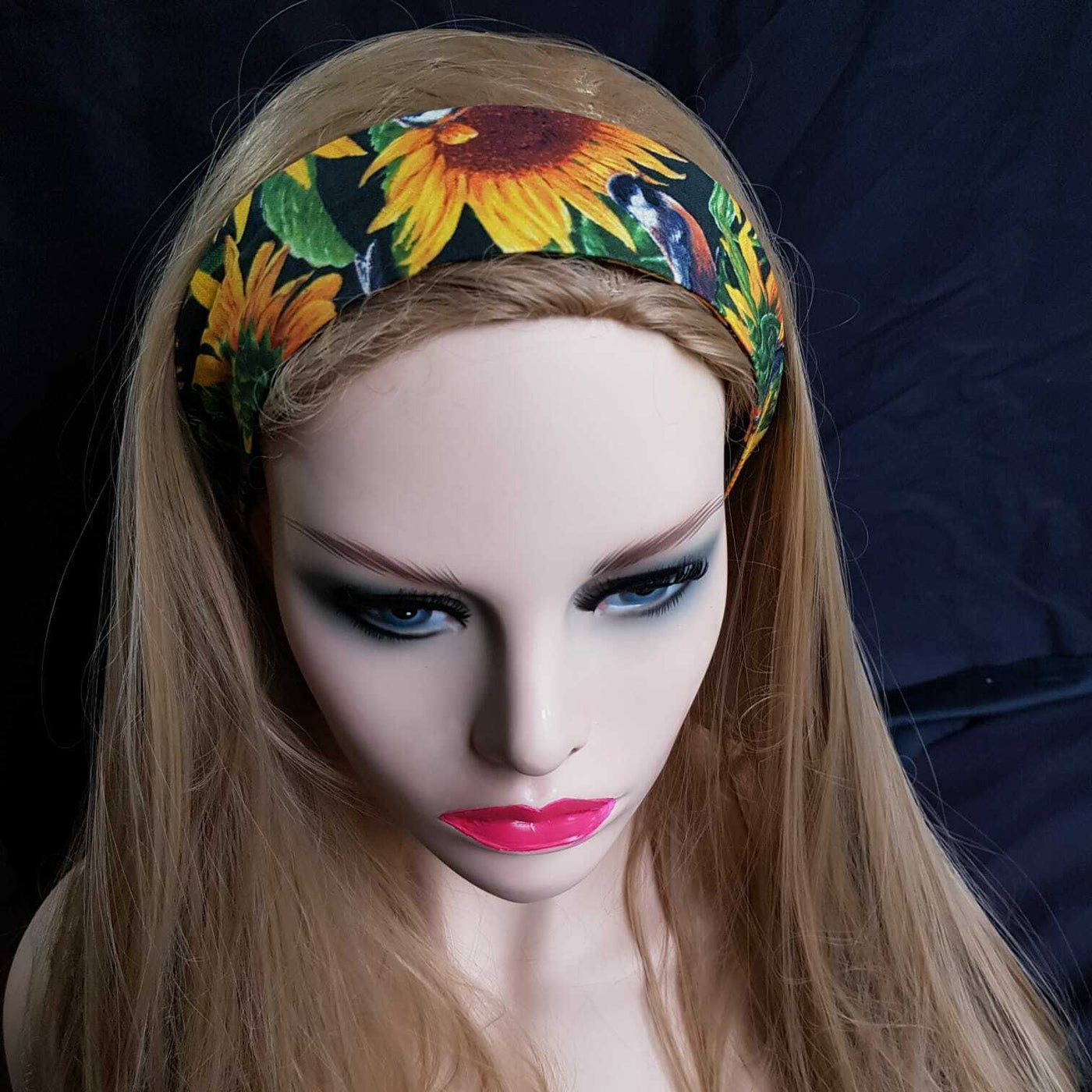 Sunflower Bird Wired Headband Hair Band Rockabilly Retro Scarf Vintage