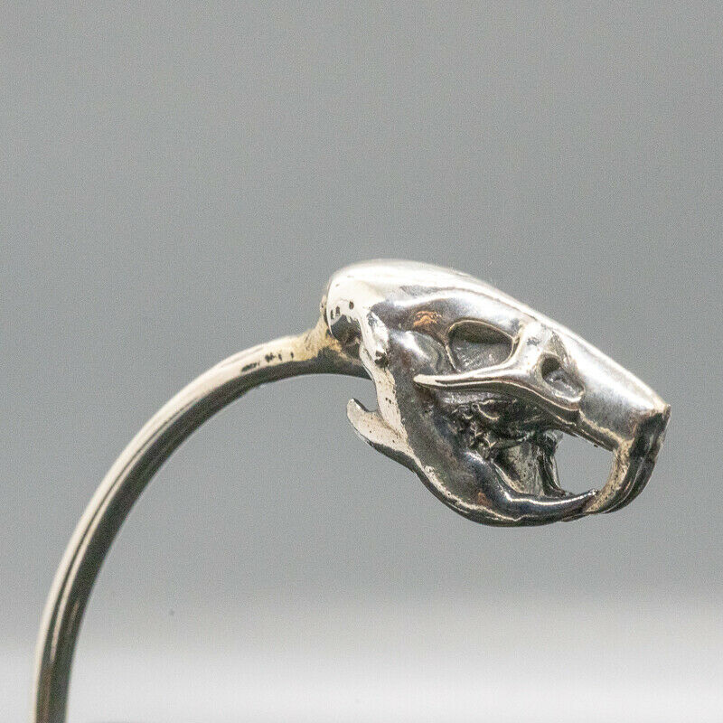 Rat Skull 925 silver bangle torc torque biker celtic viking oath ring