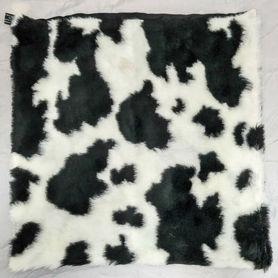 Fresian Cow Faux Fur Fluffy Cushion Cover Case fits 18" x 18" 100% Cotton