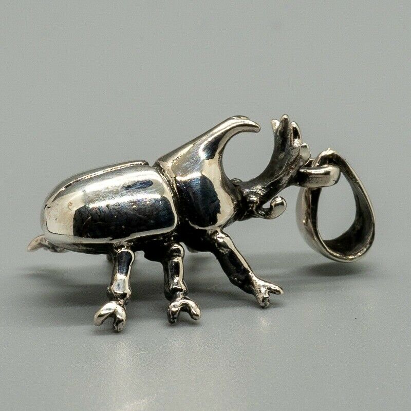 Scarab Beetle Pendant .925 Silver Egyptian Egypt Gothic Biker Stag Bug