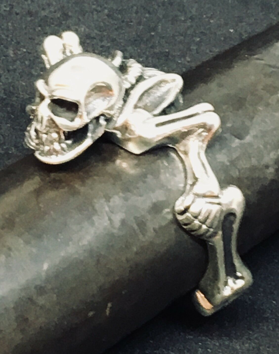 Skeleton Skull Ring .925 silver Biker Metal Gothic Vampire Devil feeanddave