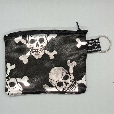 Skull & Crossbones Flower Pirate Coin Purse Cash Money Wallet Cotton Xmas Gift