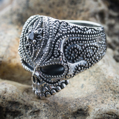 Zirconia Bindy Skull Ring 925 sterling silver Biker Metal Gothic Punk feeanddave