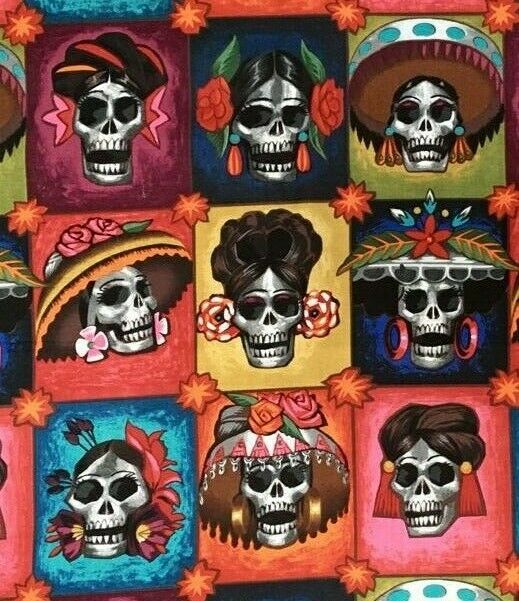 Day of the Dead Muertos Skull - Alexander Henry - 100% Cotton Fabric