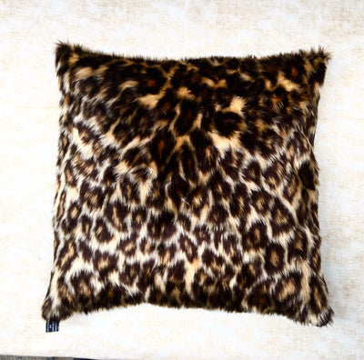 Leopard Print Faux Fur Soft Fluffy Cushion Cover Case fits 18 x 18 100% Cotton