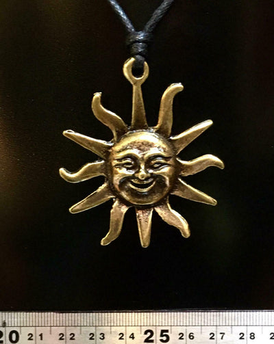 Celestial Sun Smiling Pendant - Pewter or Bronze