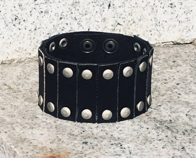 Studded Leather Plait Wristband handmade from upcycled leather