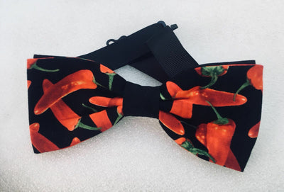 Red Chillies Bow Tie Pre-Tied Hair Bow Prom Bowtie Neck Gothic Biker Feeanddave