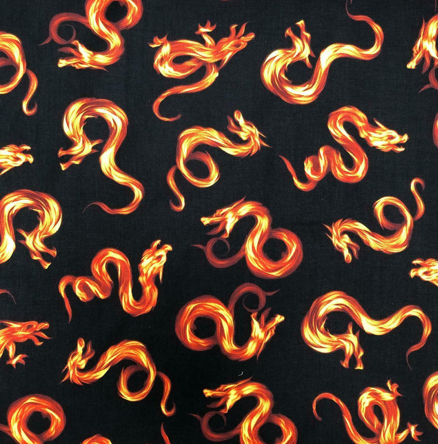 Half Metre Chinese Dragon Fire Flame Timeless 100% Cotton Ideal for Face Masks