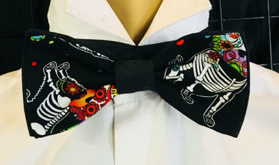 Day of the dead skeleton dog Bowtie Dickie Hair Bow Prom Tied Suit  feeanddave