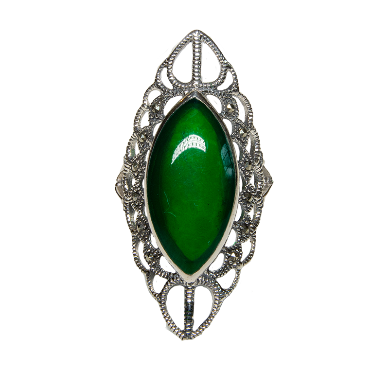 Green Agate 925 Sterling Silver Ring