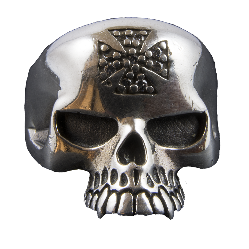 Skull Iron Cross Bling Ring 925 sterling silver
