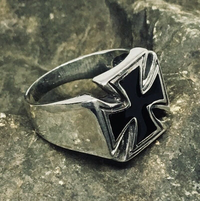 Iron Cross Ring .925  silver black Biker Heavy Metal Gothic German feeanddave