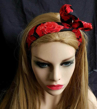 Realistic Roses Wired Headband Hair Band Rockabilly Retro Vintage Bendy Twist