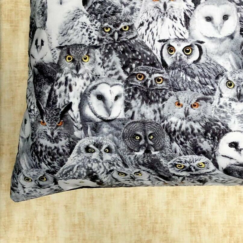 Owl Cushion Cover Decorative Trendy Case fits 18" x 18" Hedwig Barn Tawny Snowy