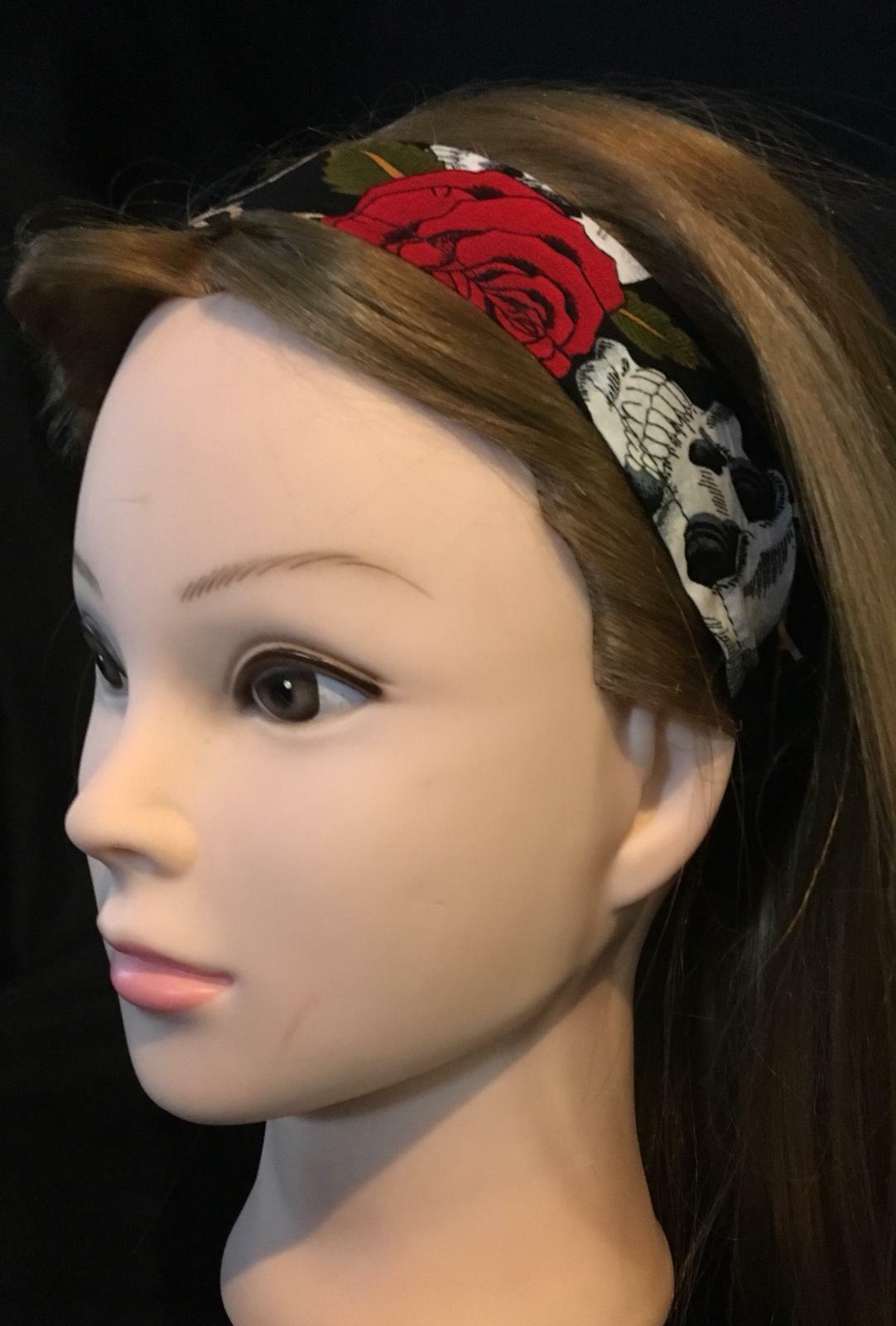 Day of the Dead Skulls Roses Hair Head Band Bandana Ladies Biker  feeanddave