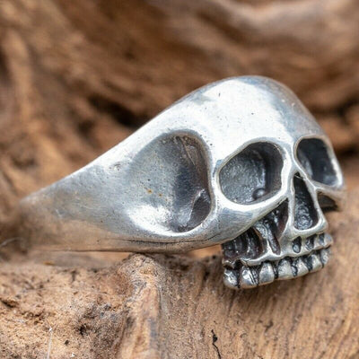 Baldy Skull Ring 925 sterling silver Metal  Biker Gothic Punk Pinky M - X