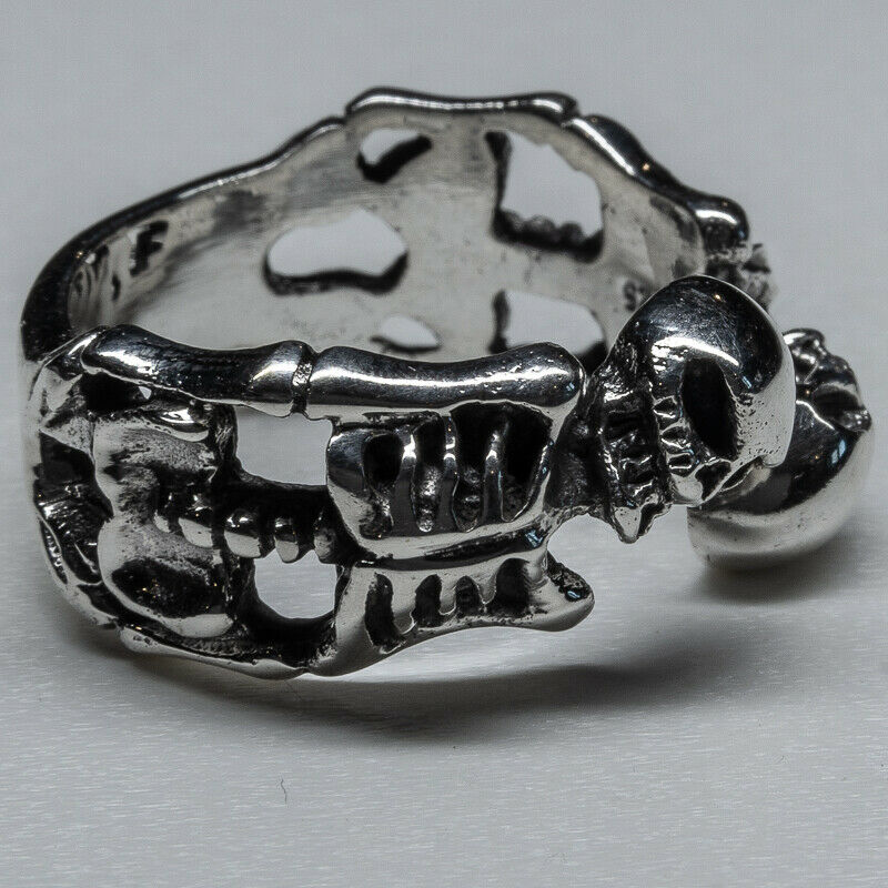Skeleton Joined Twins 925 silver Ring Celtic Biker Gothic feeanddave