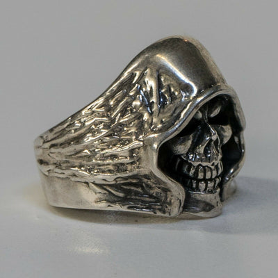 Hoody Reaper Skull Ring .925 silver Biker Heavy Metal Gothic Punk feeanddave