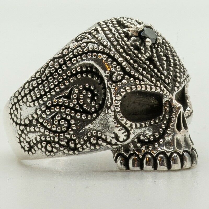Zirconia Bindy Skull Ring 925 sterling silver Biker Metal Gothic Punk feeanddave