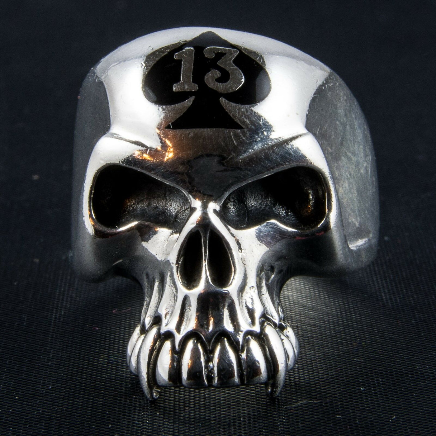 Lucky 13 Ace Spade Skull Ring 925 sterling silver Metal Biker Gothic feeanddave