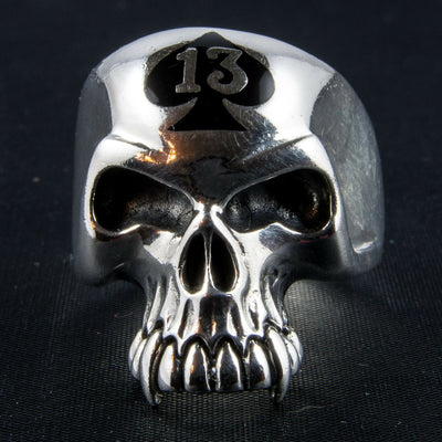 Lucky 13 Ace of Spades Skull Ring 925 sterling silver