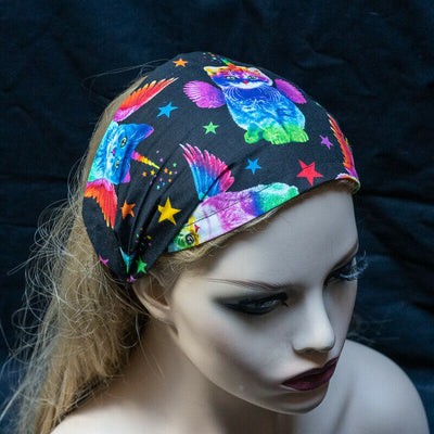 Rainbow Unicorn Cat Wide Hair Band Head Headband Ladies Fashion 100% Cotton