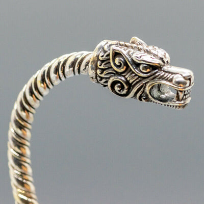 Celtic Wolf Head Torc - .925 sterling silver - twisted