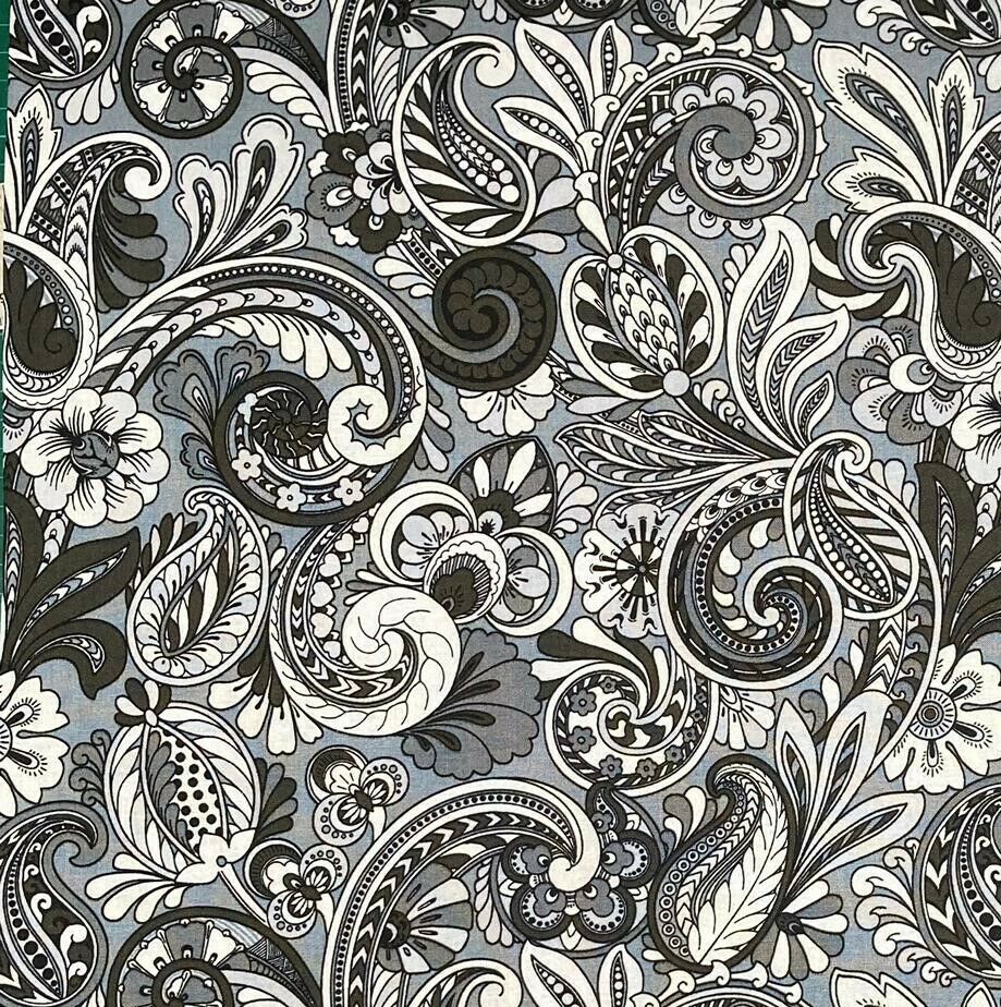 Paisley Baroque Monochrome - David Textiles -100% Cotton Fabric