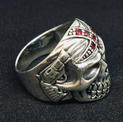Skull Bling Cubic Ring .925 silver Biker Metal Gothic Celtic Pagan feeanddave