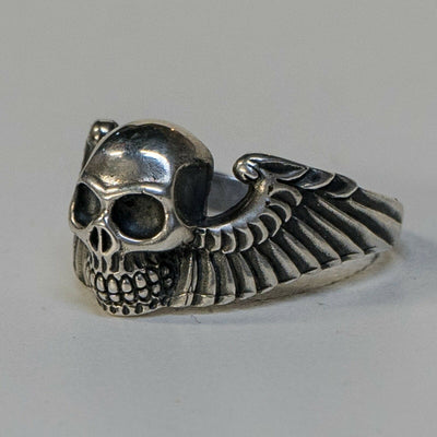 Skull Ring wings .925 sterling silver Biker Metal Gothic feeanddave