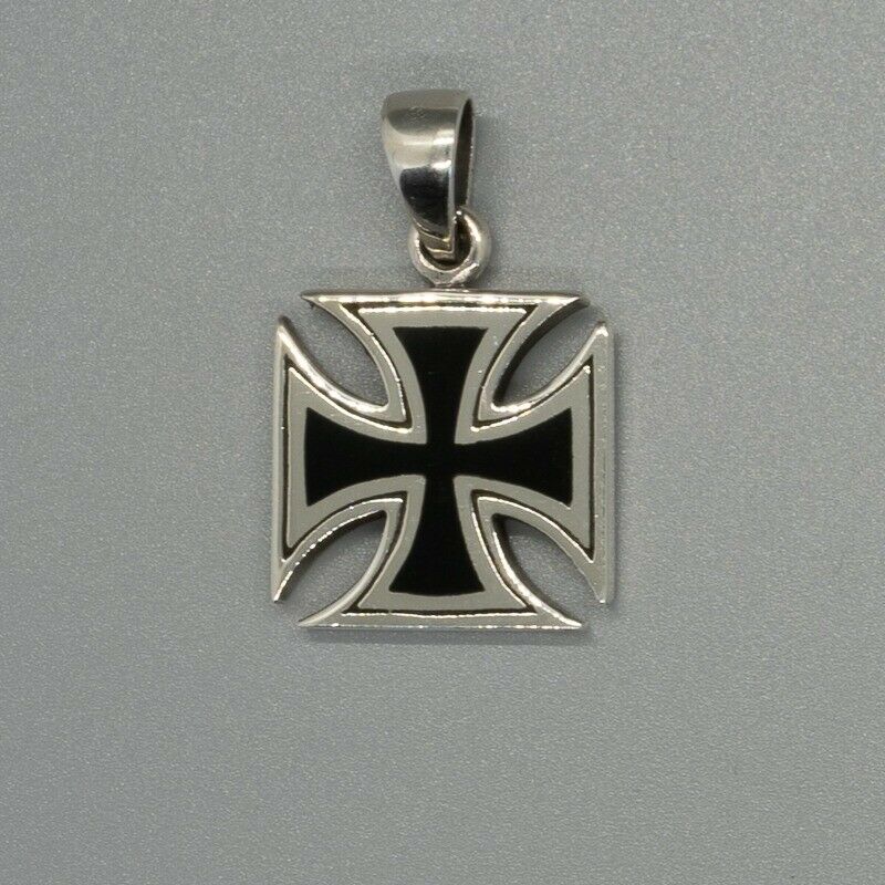 Iron Cross silver Pendant biker gothic celtic Schwartz Knights Templar maltese