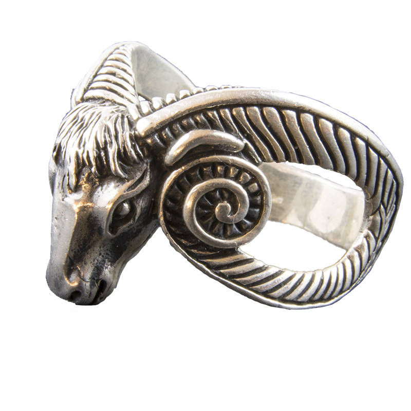 Ram Ring .925 silver Aries Baphomet Occult Zodiac Sheep Biker Metal feeanddave