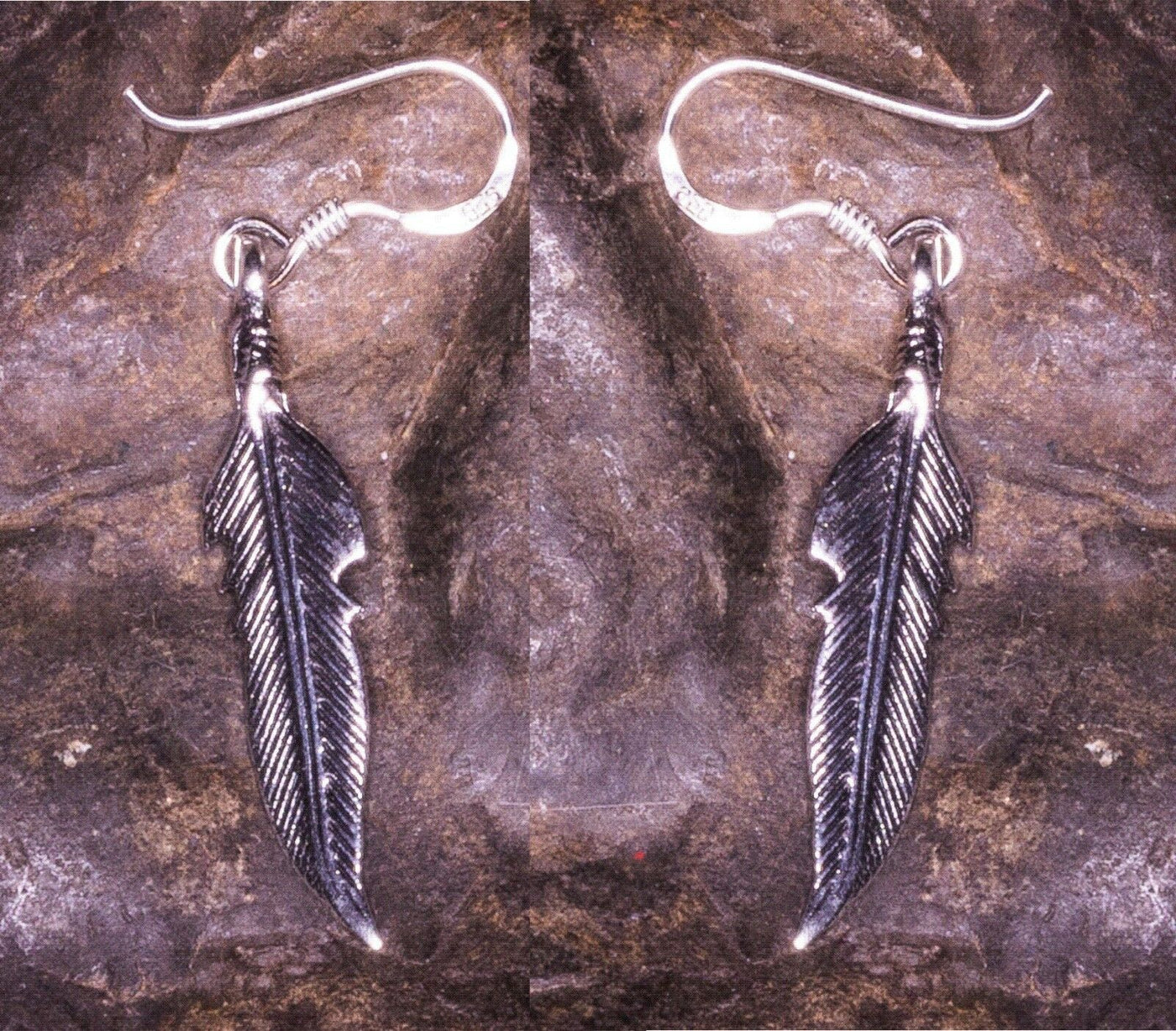Feather dropper.925 silver dangle hook earrings drop hoop ladies womens