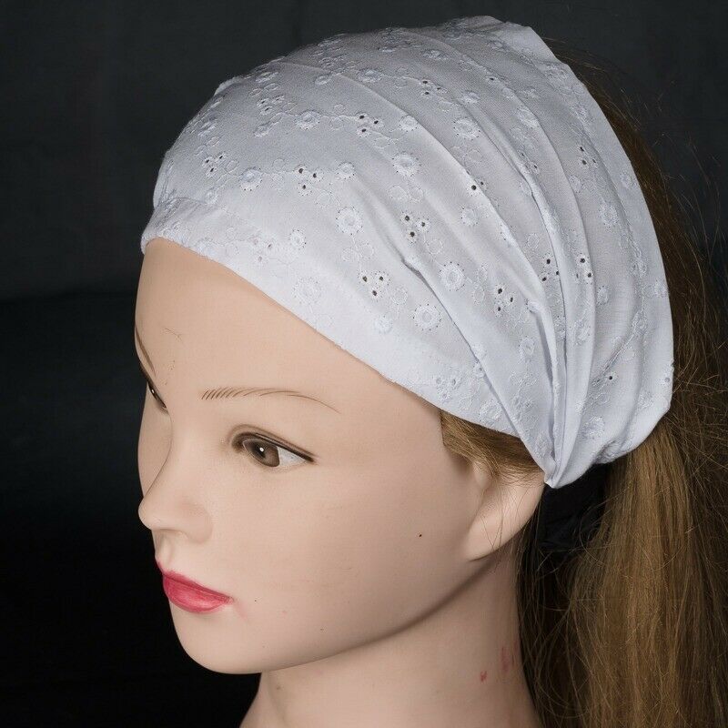Broderie Anglais Elasticated Headband - 100% Cotton