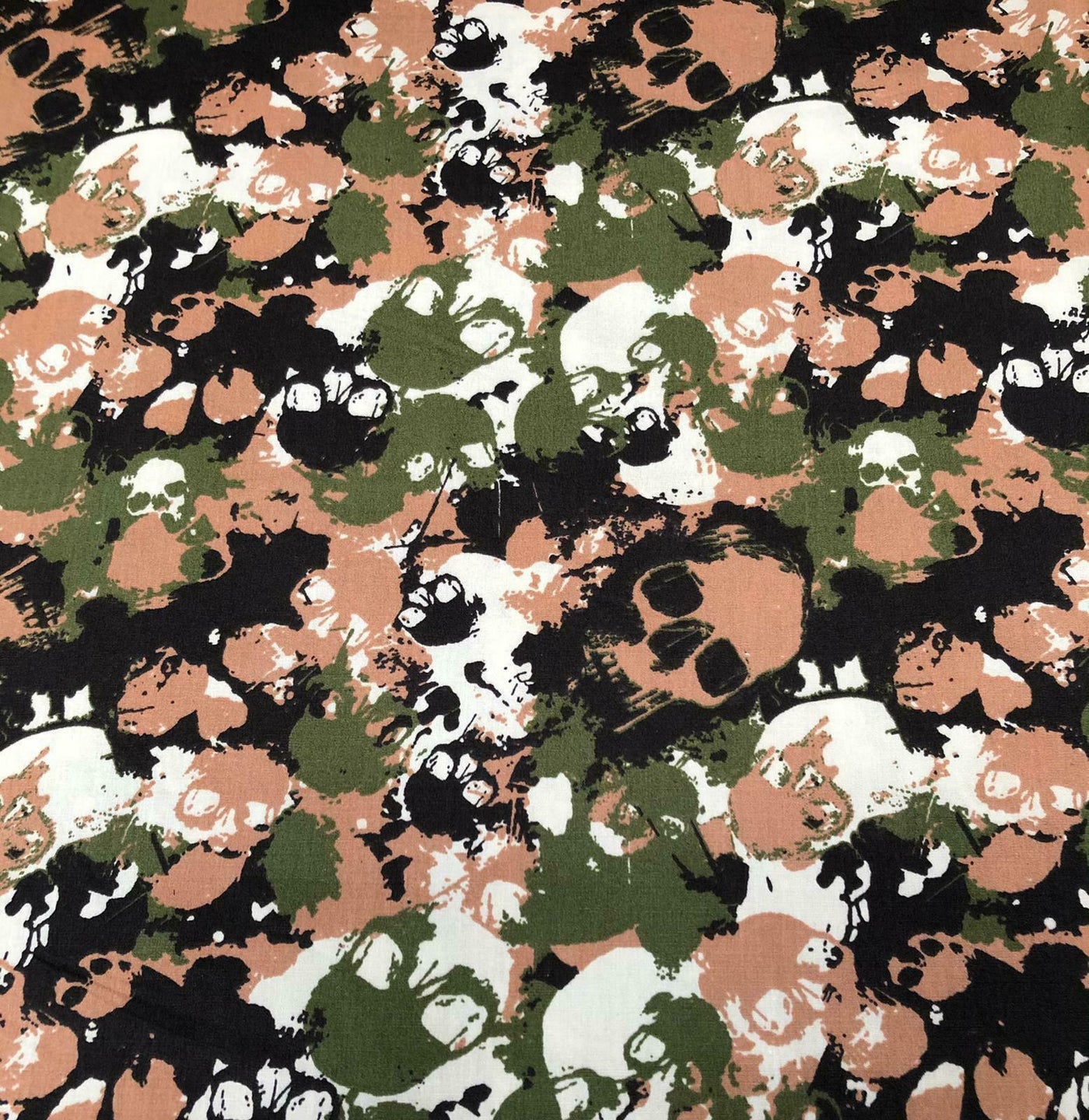 Fat Quarter Camouflage Skull Rose & Hubble 100% Cotton Ideal for Face Masks