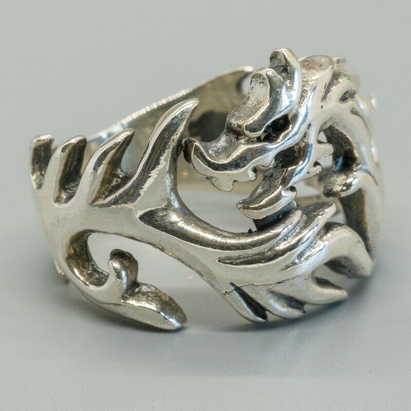 Dragon Flame Cut Out 925 silver Ring Biker Gothic Celtic Pagan Mythical Thrones
