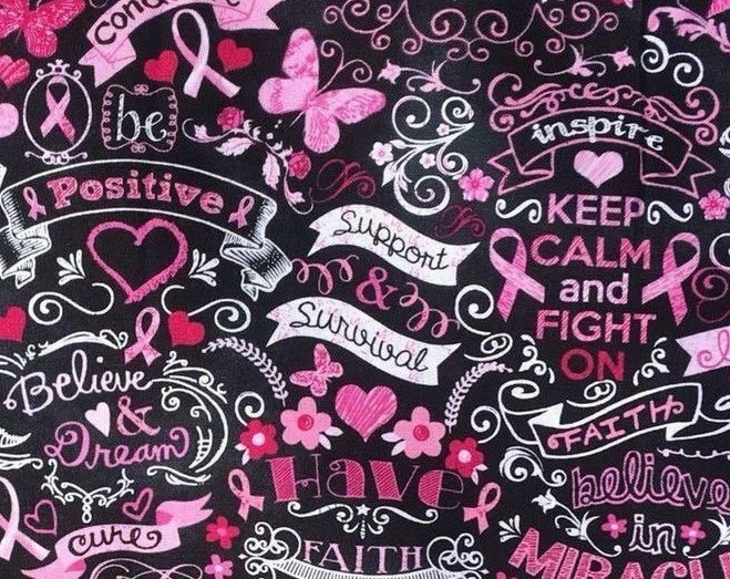 Metre Breast Cancer Support Pink Ribbon 100% Cotton Fabric ideal for masks