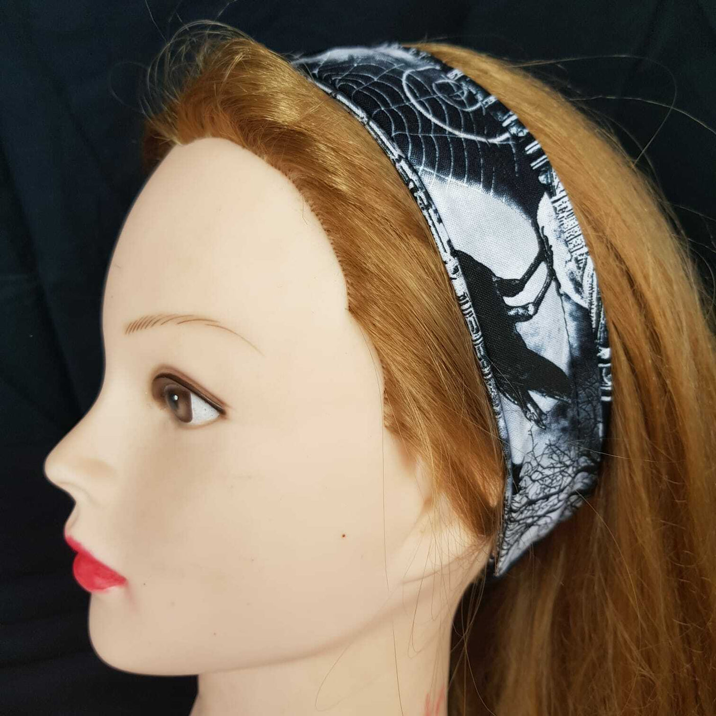 Gothic Opera House Handmade Elasticated Hair Head band Bandana Skull Spider